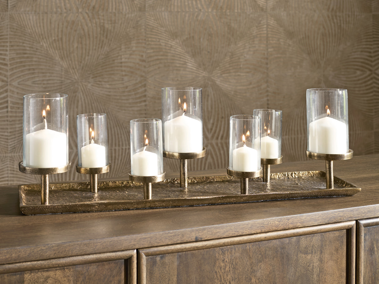 Furniture City Houma - Ashley Furniture - Wallmond Candle Holder - Candle Holder / Antique Brass Finish - A2000820