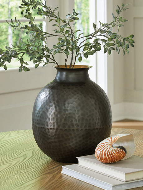 Furniture City Houma - Ashley Furniture - Woody Vase - Vase / Pewter/Gold Finish - A2000844