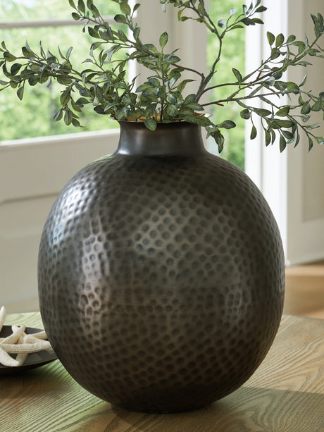 Furniture City Houma - Ashley Furniture - Woody Vase - Vase / Pewter/Gold Finish - A2000845