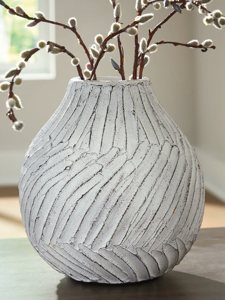 Furniture City Houma - Ashley Furniture - Shelvie Vase - Vase / Distressed White - A2000848