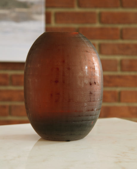Furniture City Houma - Ashley Furniture - Embersen Vase (Set of 2) - Vase (2/CS) / Amber - A2900001