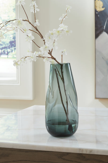Furniture City Houma - Ashley Furniture - Beamund Vase (Set of 2) - Vase (2/CS) / Teal Blue - A2900011