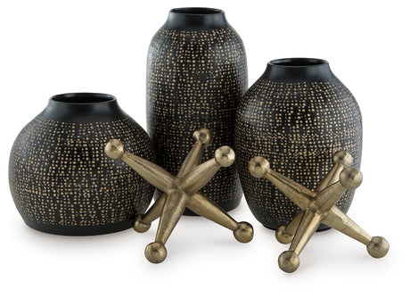 Furniture City Houma - Ashley Furniture - Vinburn Accessory Set (Set of 5) - Accessory Set (5/CN) / Black/Gold Finish - A2C00212
