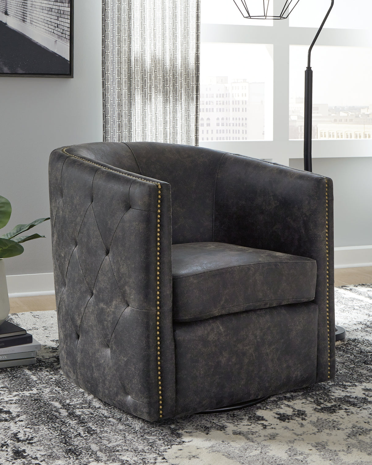 Furniture City Houma - Ashley Furniture - Brentlow Swivel Accent Chair - Swivel Accent Chair / Granite - A3000741
