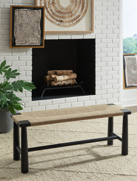 Furniture City Houma - Ashley Furniture - Acerman Accent Bench - Accent Bench / Black/Natural / 48"W x 16"D x 18"H - A3000684