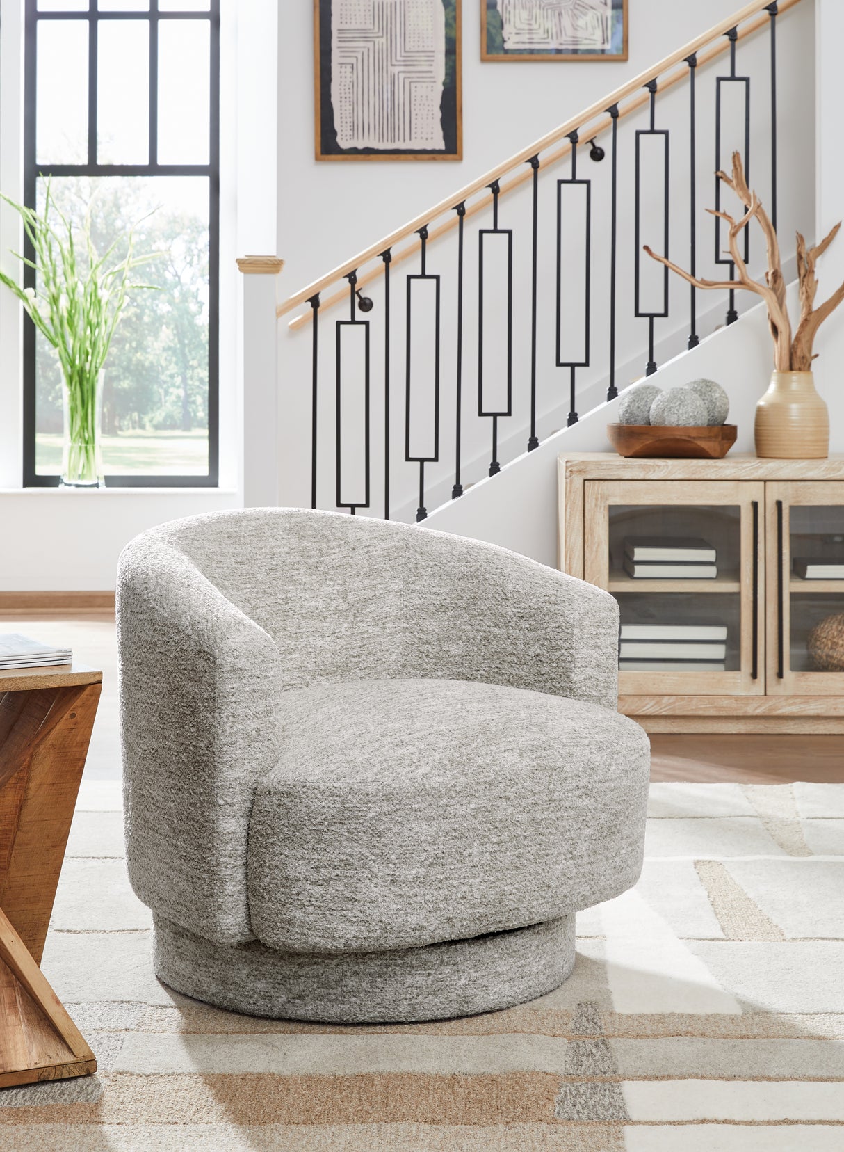 Furniture City Houma - Ashley Furniture - Wardsor Swivel Accent Chair - Swivel Accent Chair / Stone - A3000731