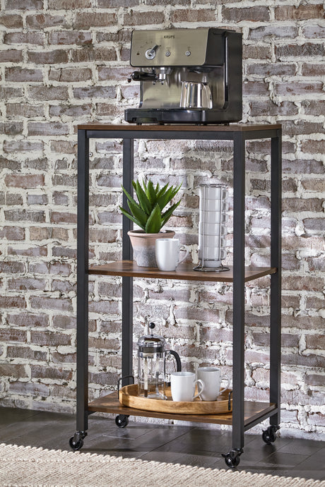 Furniture City Houma - Ashley Furniture - Bevinfield Bar Cart - Bar Cart / Brown/Black - A4000394