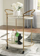 Furniture City Houma - Ashley Furniture - Tarica Bar Cart - Bar Cart / Cream/Gold Finish - A4000502