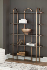 Furniture City Houma - Ashley Furniture - Brentmour Bookcase - Bookcase / Brown/Gold Finish - A4000589