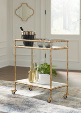 Furniture City Houma - Ashley Furniture - Plattfield Bar Cart - Bar Cart / Antique Gold Finish - A4000625