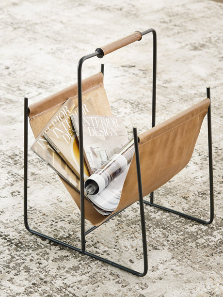 Furniture City Houma - Ashley Furniture - Faronworth Magazine Rack - Magazine Rack / Brown/Black - A4000668