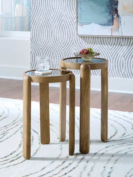 Furniture City Houma - Ashley Furniture - Jossor Accent Table (Set of 2) - Accent Table Set (Set of 2) / Light Brown - A4000726