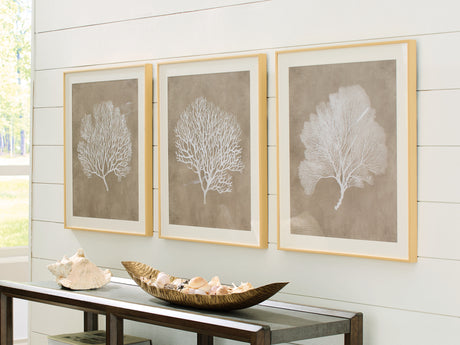 Furniture City Houma - Ashley Furniture - Hendridge Wall Art (Set of 3) - Wall Art Set (3/CN) / Taupe/White - A8000486