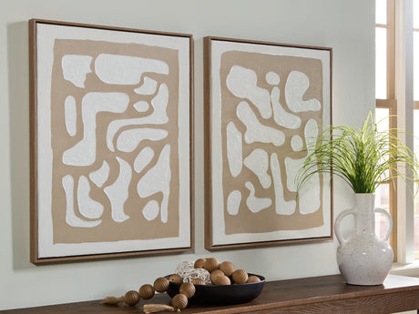 Furniture City Houma - Ashley Furniture - Waldett Wall Decor - Wall Art Set (Set of 2) / Beige/White - A8000503