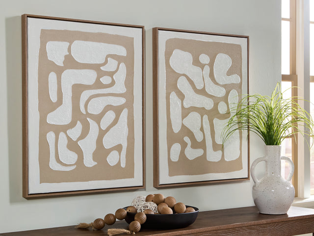 Furniture City Houma - Ashley Furniture - Waldett Wall Art (Set of 2) - Wall Art Set (Set of 2) / Beige/White - A8000503