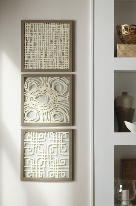 Furniture City Houma - Ashley Furniture - Odella Wall Decor - Wall Decor Set (3/CN) / Cream/Taupe - A8010009