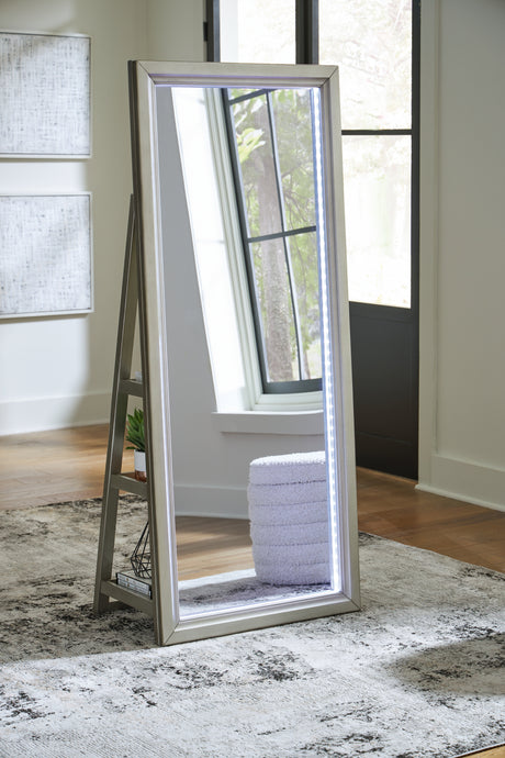 Furniture City Houma - Ashley Furniture - Evesen Floor Standing Mirror/Storage - Floor Standing Mirror/Storage / Champagne - A8010380