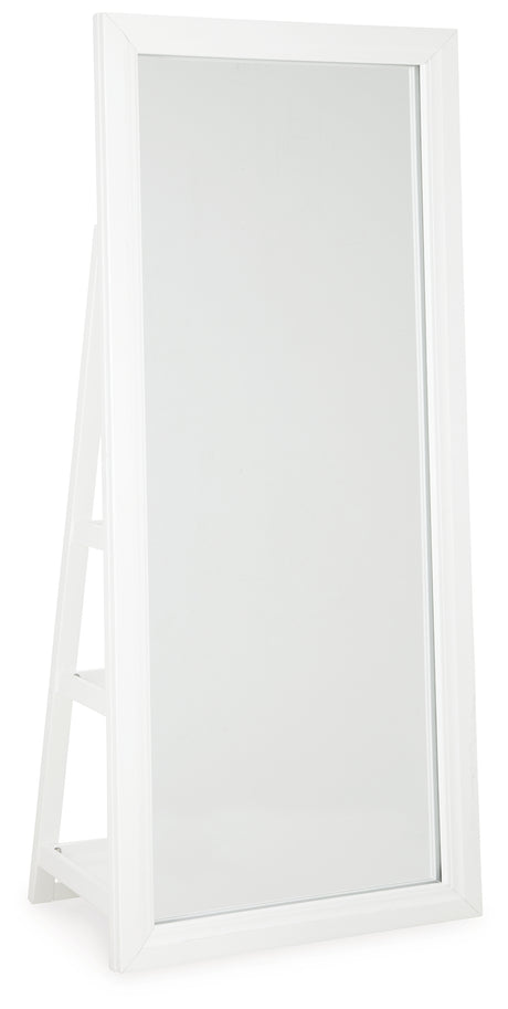 Furniture City Houma - Ashley Furniture - Evesen Floor Standing Mirror/Storage - Floor Standing Mirror/Storage / White - A8010383