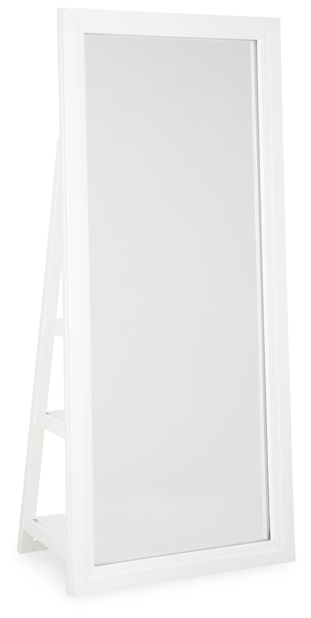 Furniture City Houma - Ashley Furniture - Evesen Floor Standing Mirror/Storage - Floor Standing Mirror/Storage / White - A8010383