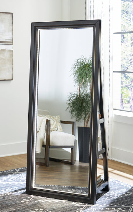 Furniture City Houma - Ashley Furniture - Evesen Floor Standing Mirror/Storage - Floor Standing Mirror/Storage / Black - A8010384