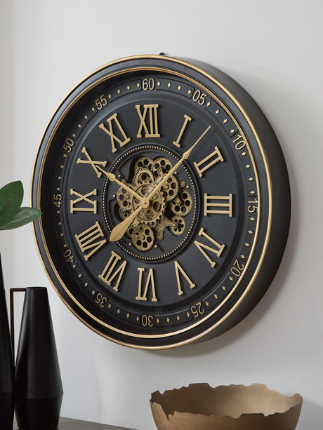 Furniture City Houma - Ashley Furniture - Dairton Wall Clock - Wall Clock / Black/Gold Finish - A8010385