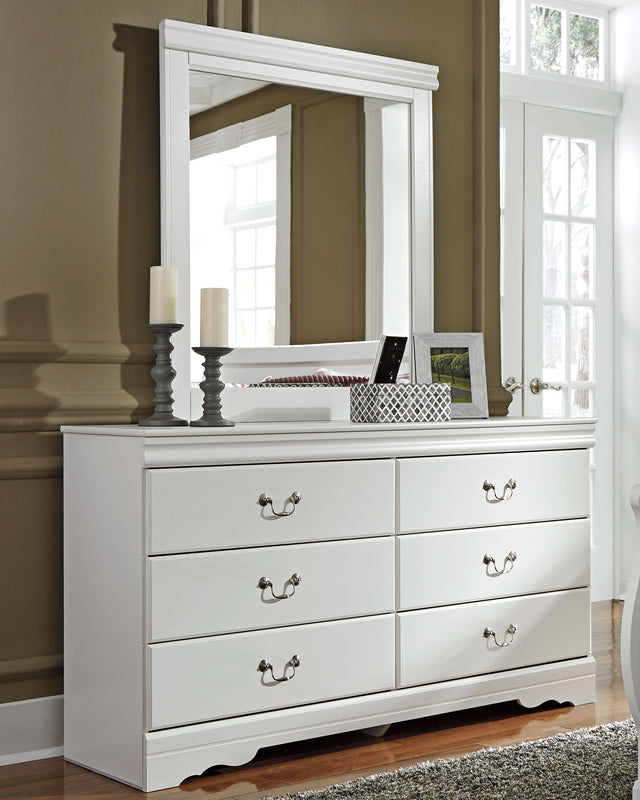 Furniture City Houma - Ashley Furniture - Anarasia Dresser and Mirror - Dresser and Mirror / White - B129B3