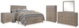 Furniture City Houma - Ashley Furniture - Culverbach Queen Panel Bed - Queen Panel Bed, Dresser, Mirror, Chest and 2 Nightstands / Gray - B070B20