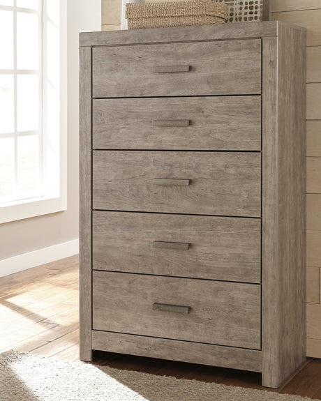 Furniture City Houma - Ashley Furniture - Culverbach Chest of Drawers - Five Drawer Chest / Gray - B070-46