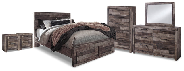 Furniture City Houma - Ashley Furniture - Derekson Queen Storage Bed, Dresser, Mirror, Chest and 2 Nightstands - Queen Storage Bed, Dresser, Mirror, Chest and 2 Nightstands - B200B72