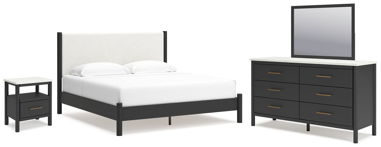 Cadmori King Panel Bed, Dresser, Mirror and Nightstand