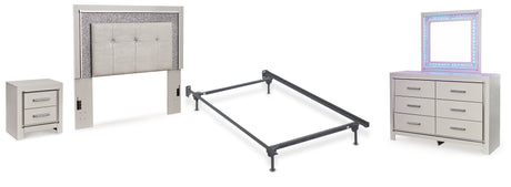 Furniture City Houma - Ashley Furniture - Zyniden Full Panel Headboard Bed, Dresser, Mirror, Chest and Nightstand - Full Panel Headboard Bed, Dresser, Mirror, Chest and Nightstand / Silver - B2114B15