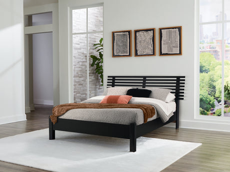 Furniture City Houma - Ashley Furniture - Danziar Queen Slat Panel Bed - Queen Slat Panel Bed / Black - B1013B1