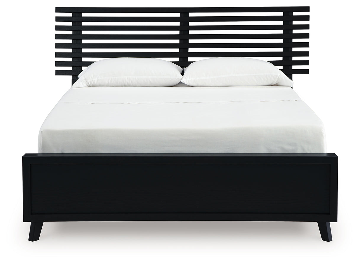 Danziar Queen Slat Panel Platform Bed, Dresser and Mirror