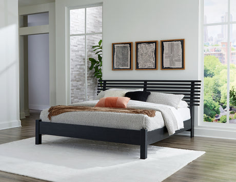 Furniture City Houma - Ashley Furniture - Danziar King Slat Panel Bed - King Slat Panel Bed / Black - B1013B6