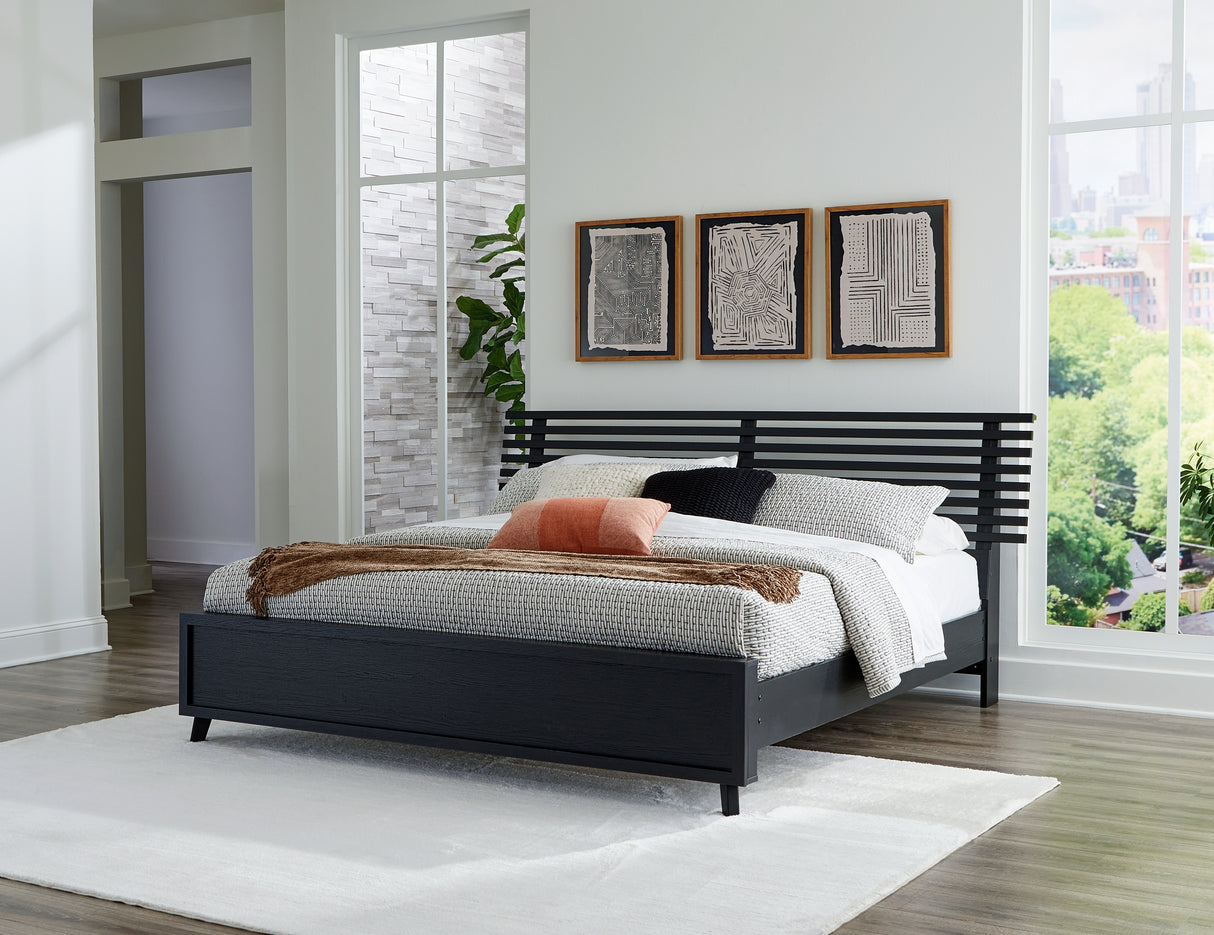 Furniture City Houma - Ashley Furniture - Danziar Bedroom - Full Slat Panel Bed / Black - B1013B19