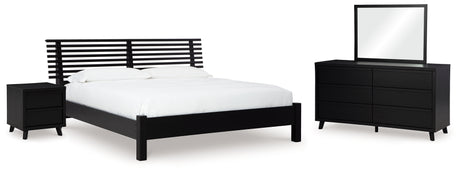 Danziar King Slat Panel Bed, Dresser, Mirror and Nightstand
