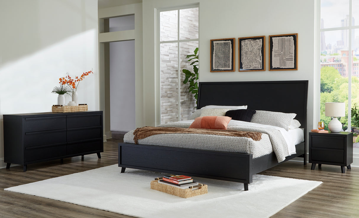 Furniture City Houma - Ashley Furniture - Danziar Queen Panel Bed - Queen Panel Bed, Dresser and Nightstand / Black - B1013B12