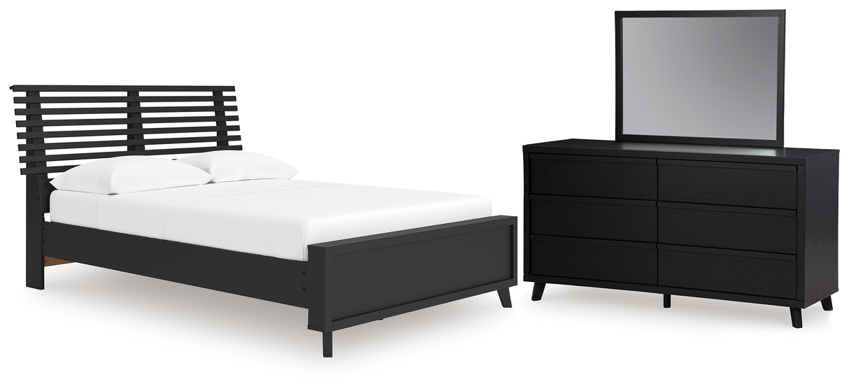Danziar Full Slat Panel Platform Bed, Dresser and Mirror