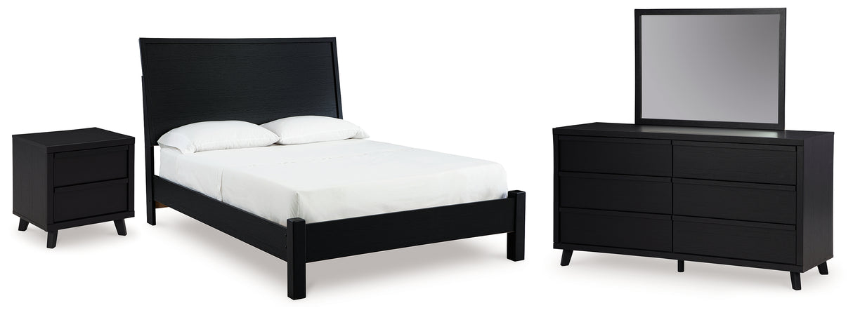 Furniture City Houma - Ashley Furniture - Danziar Queen Panel Bed - Queen Panel Bed, Dresser and Mirror / Black - B1013B27