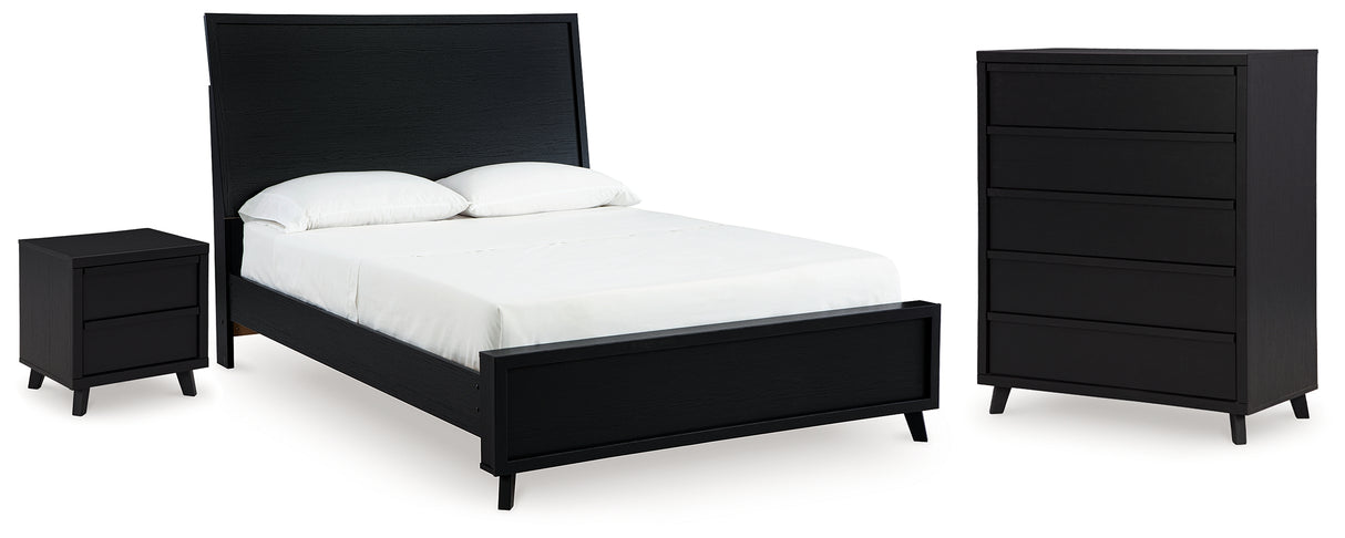 Furniture City Houma - Ashley Furniture - Danziar Queen Panel Bed - Queen Panel Bed, Chest and Nightstand / Black - B1013B29