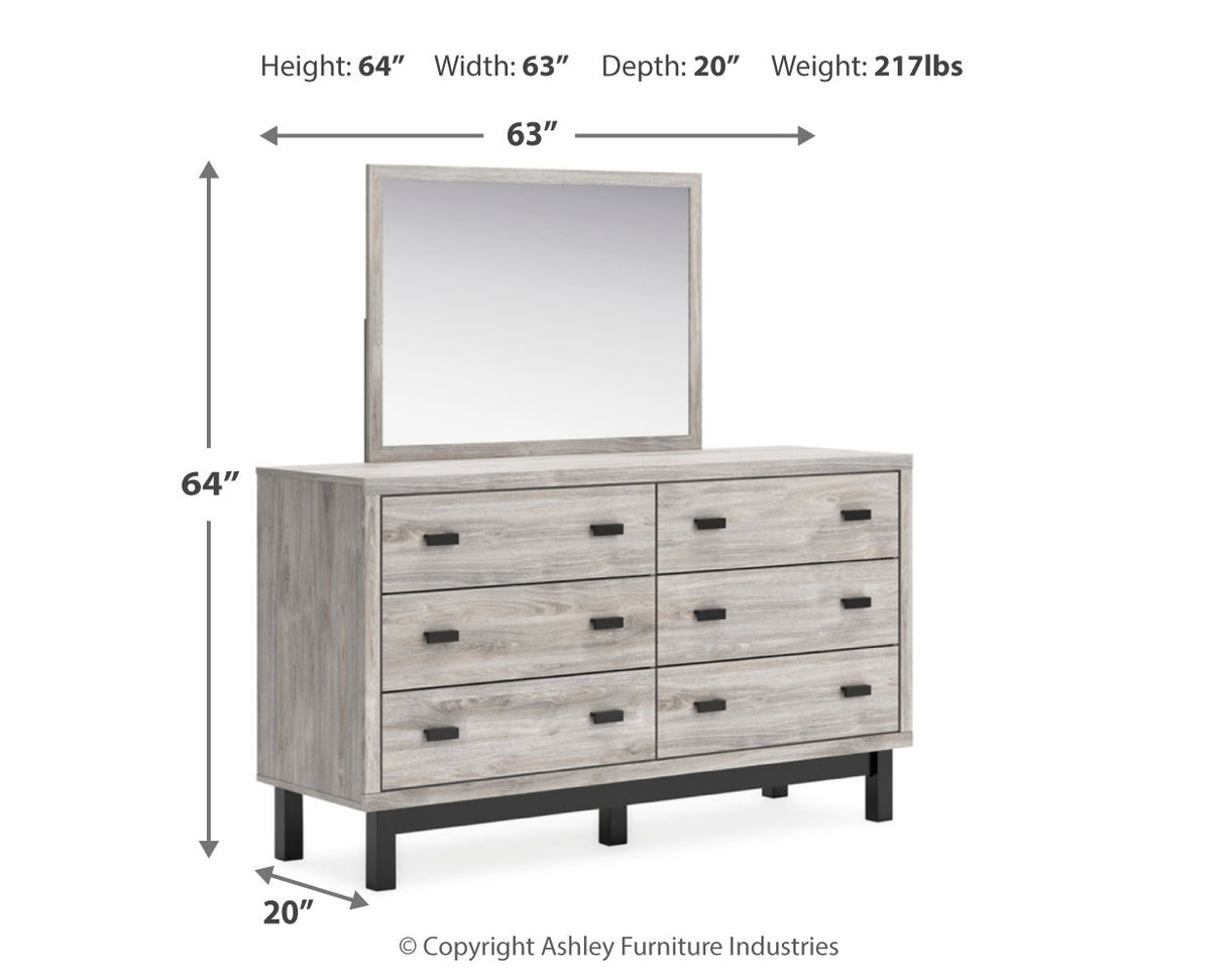 Vessalli Queen Panel Bed with Extensions, Dresser and Mirror