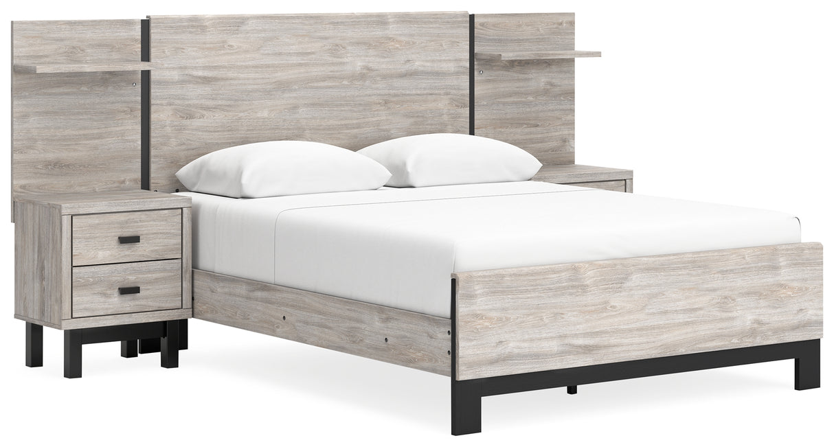 Vessalli Queen Panel Bed with Extensions, Dresser and Mirror
