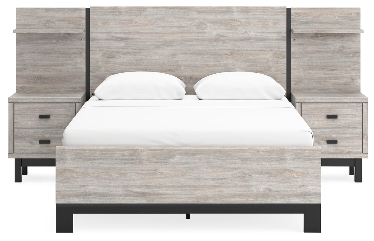 Vessalli Queen Panel Bed with Extensions, Dresser and Mirror