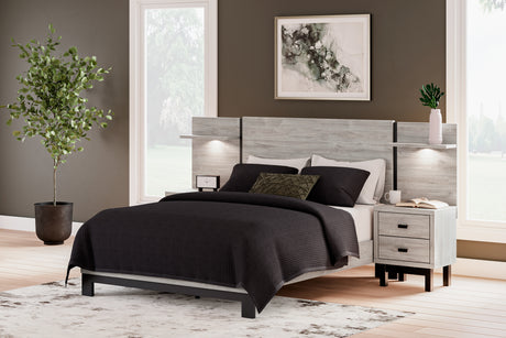 Furniture City Houma - Ashley Furniture - Vessalli Queen Panel Bed with Extensions - Queen Panel Bed with Extensions / Gray - B1036B5