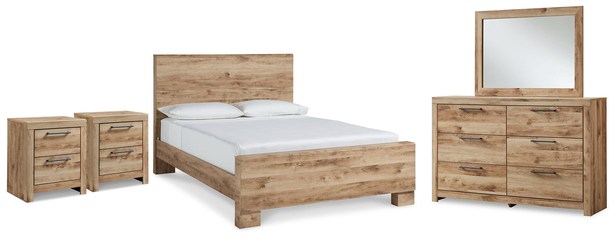 Hyanna Queen Panel Bed with Dresser, Mirror and 1 Nightstand