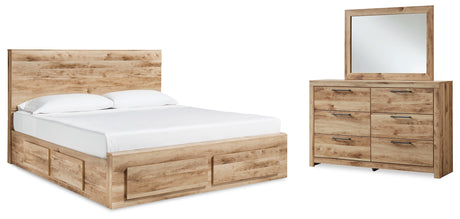 Furniture City Houma - Ashley Furniture - Hyanna King Panel Storage Bed with 2 Side Storage, Dresser and Mirror - King Panel Storage Bed with 2 Side Storage, Dresser and Mirror - B1050B45