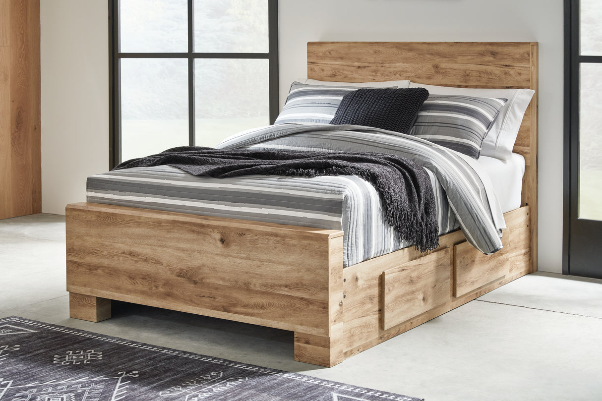 Furniture City Houma - Ashley Furniture - Hyanna Bedroom - Full Panel Bed with 1 Side Storage / Tan Brown - B1050B25