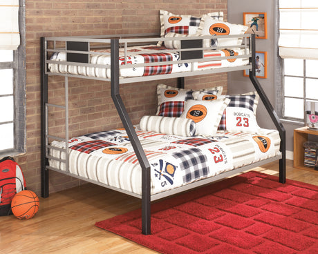 Furniture City Houma - Ashley Furniture - Dinsmore Twin over Full Bunk Bed with Mattresses - Twin over Full Bunk Bed with Mattresses / Black/Gray - B106B12