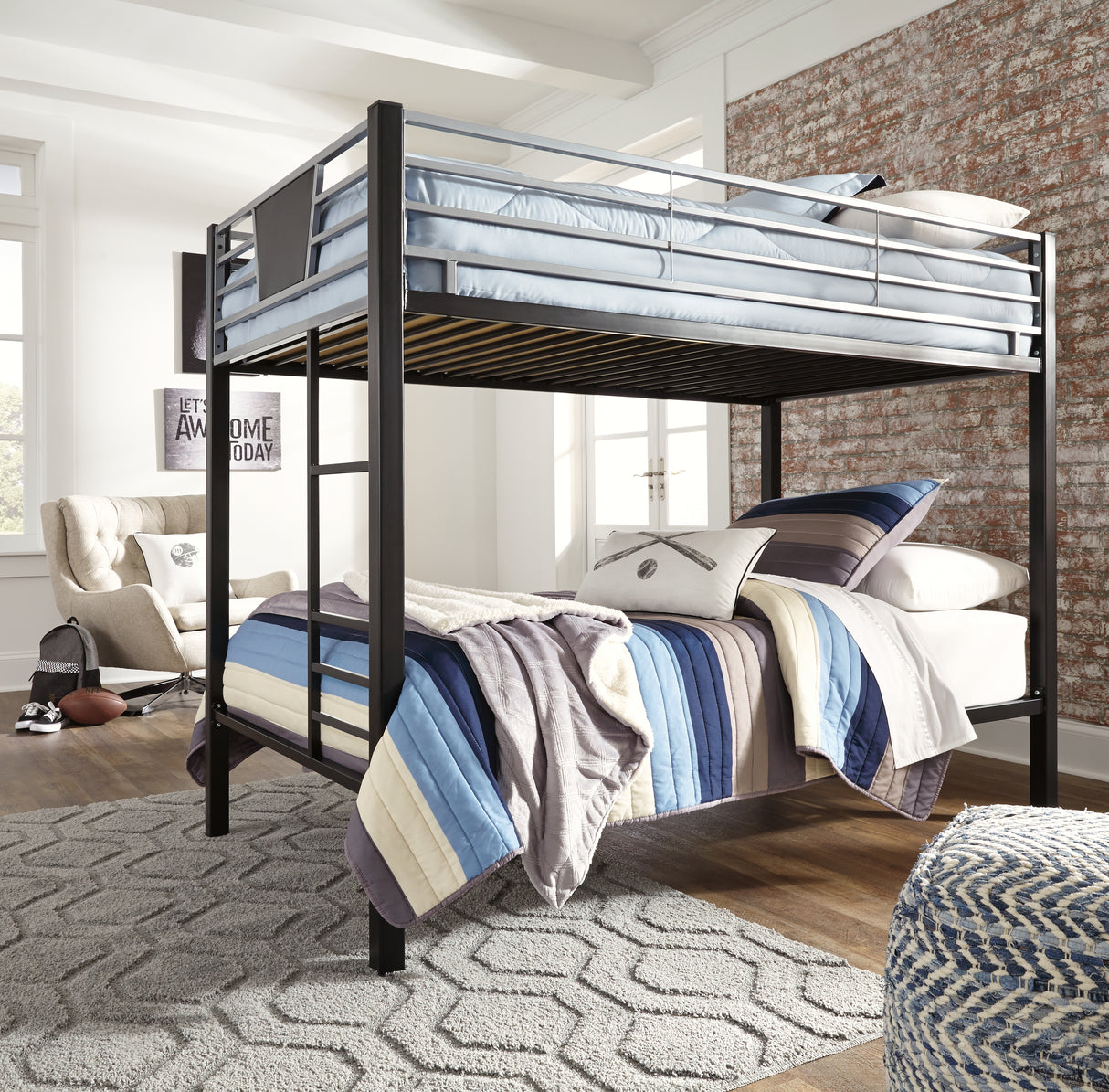 Dinsmore Twin over Twin Bunk Bed and 2 Mattresses