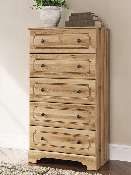 Furniture City Houma - Ashley Furniture - Aleaport Chest of Drawers - Five Drawer Chest / Warm Brown - PCB1075-46